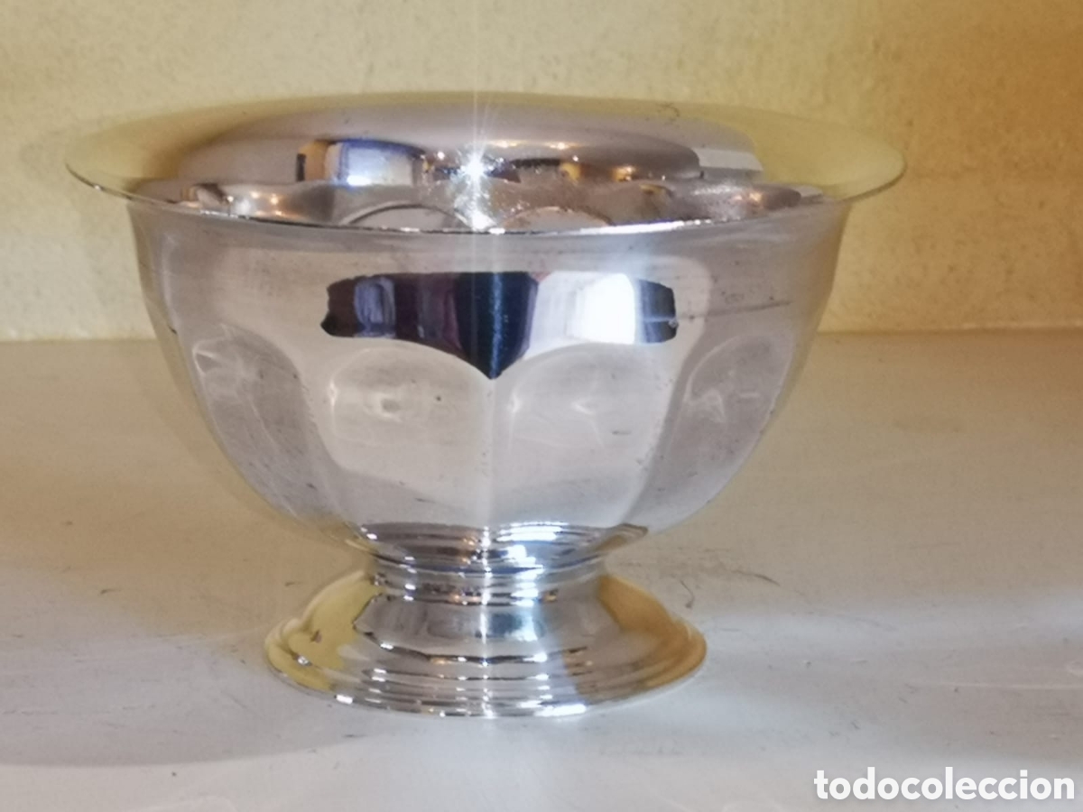 Antig&uuml;edades: Jarra de leche y taz&oacute;n de az&uacute;car plateado Inglaterra - Foto 2