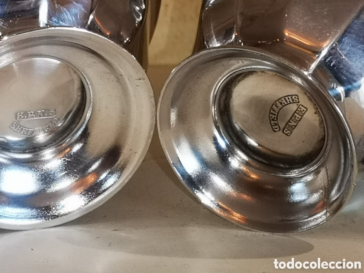 Antig&uuml;edades: Jarra de leche y taz&oacute;n de az&uacute;car plateado Inglaterra - Foto 3