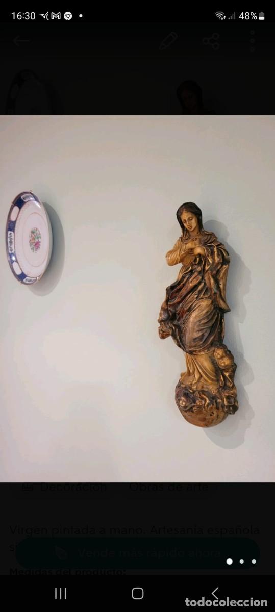 Antig&uuml;edades: Virgen alabastro pintado a mano - Foto 2