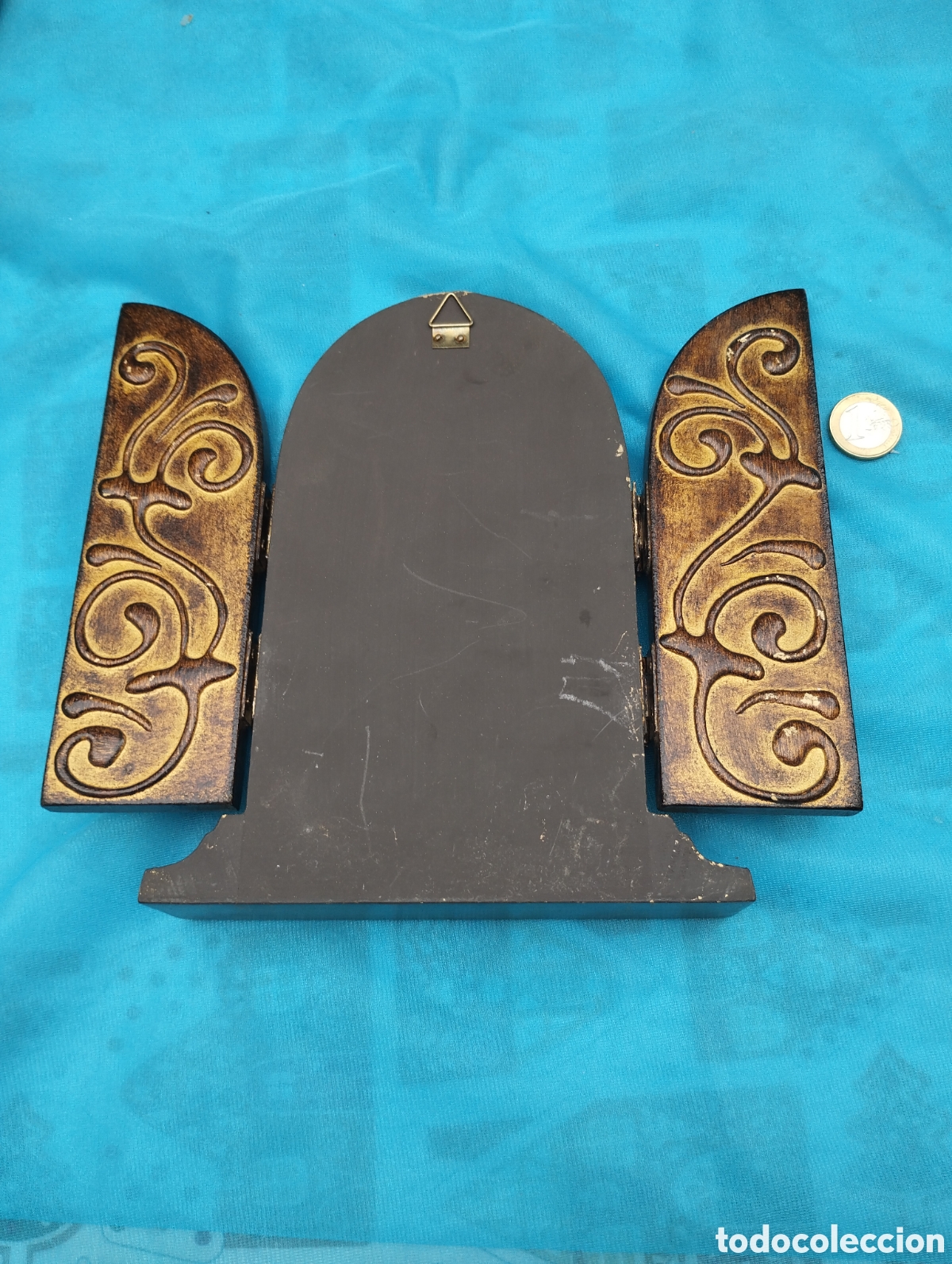 Antig&uuml;edades: Tr&iacute;ptico de la virgen de F&aacute;tima 23cmX21cm - Foto 3