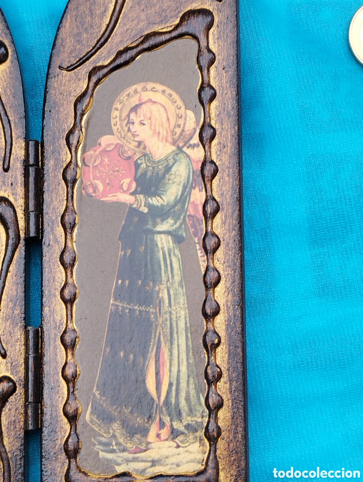 Antig&uuml;edades: Tr&iacute;ptico de la virgen de F&aacute;tima 23cmX21cm - Foto 4