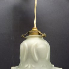 Antigüedades: ANTIGUA SENCILLA LAMPARA DE TECHO - TULIPA DE CRISTAL EN FLOR C.1920. Lote 397224914