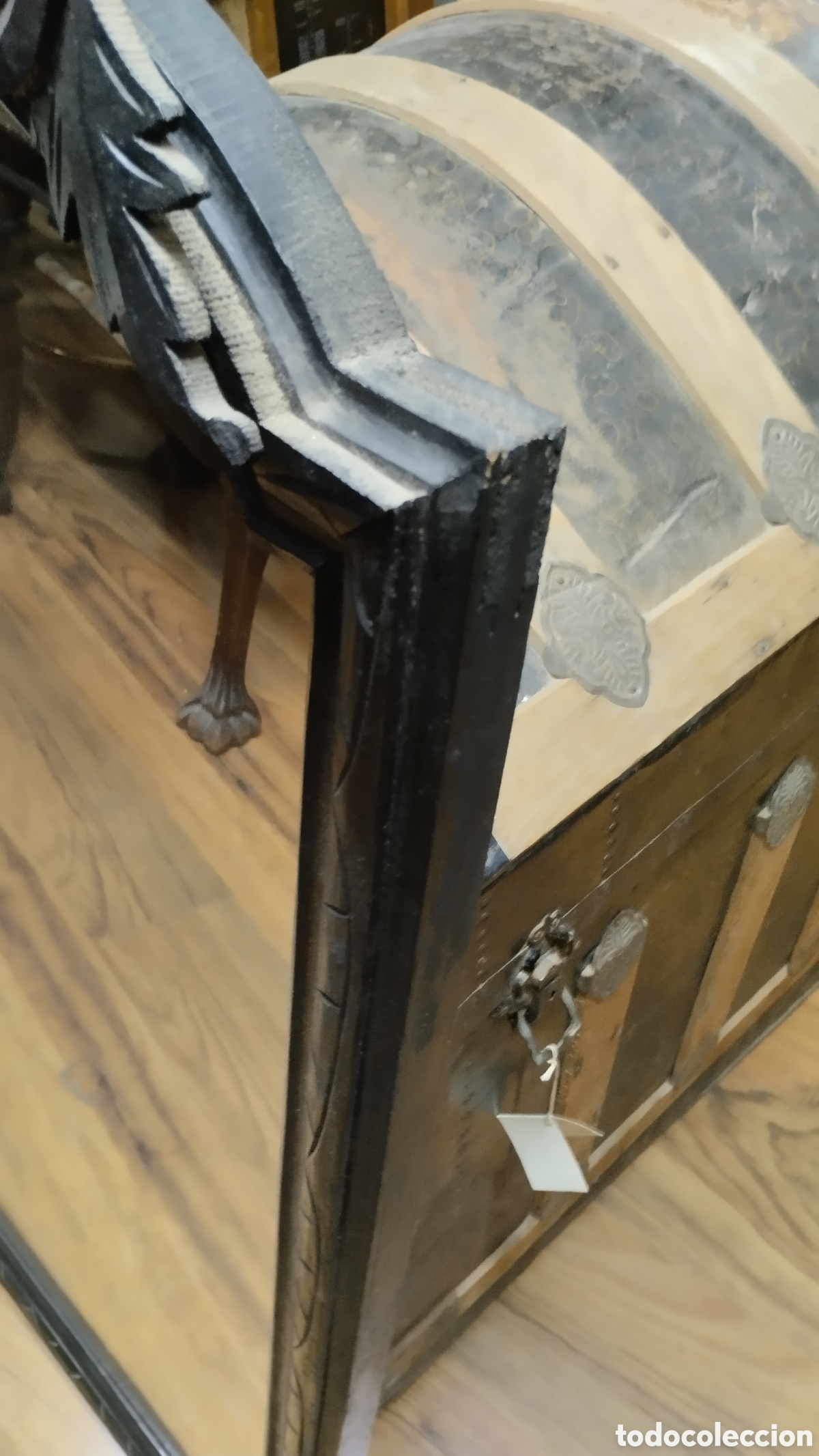 Antig&uuml;edades: Espejo con copete en madera ebonizada. 133x76 cms. - Foto 14