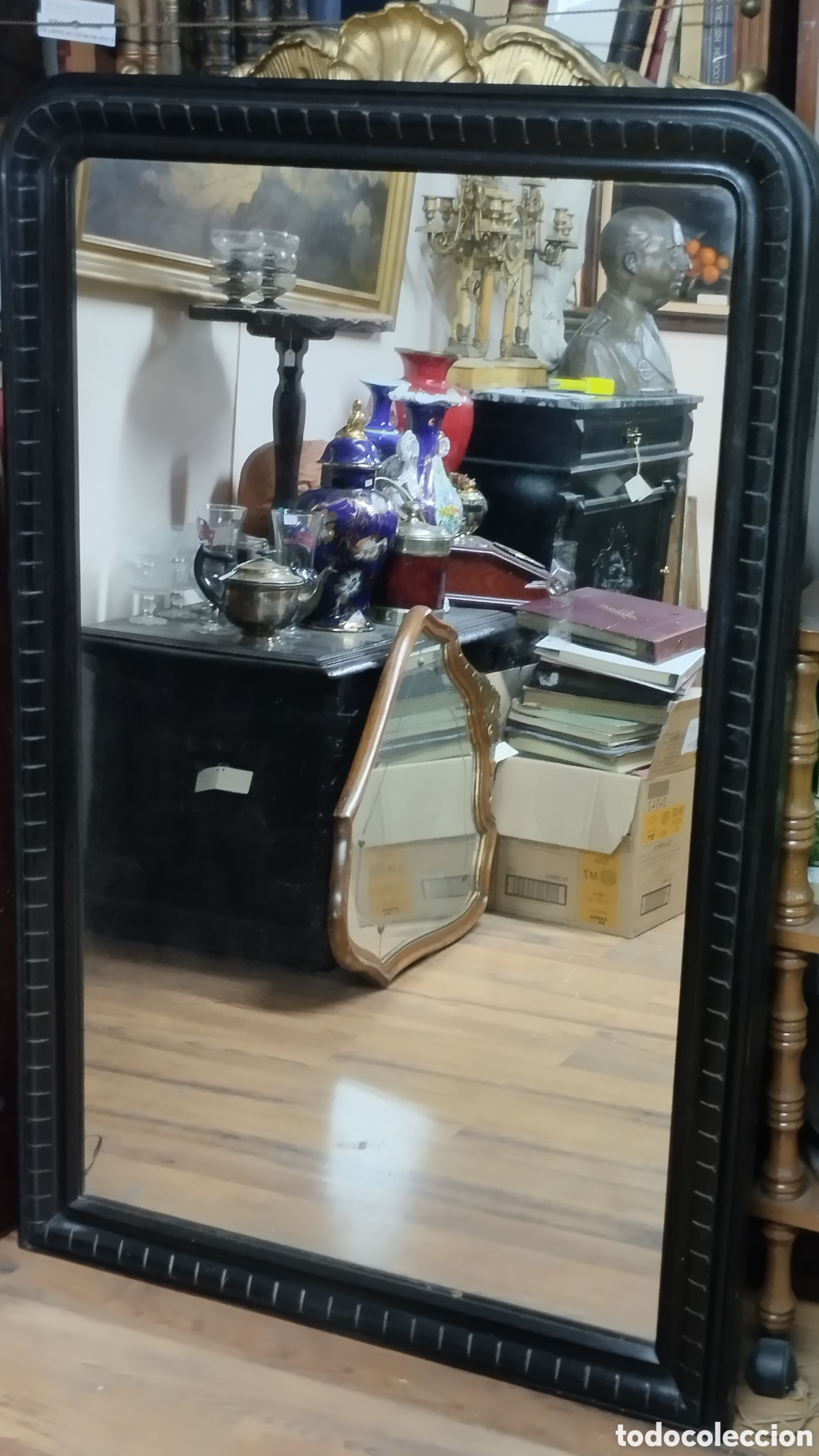 Antig&uuml;edades: Espejo Gran tama&ntilde;o en madera ebonizada. - Foto 2