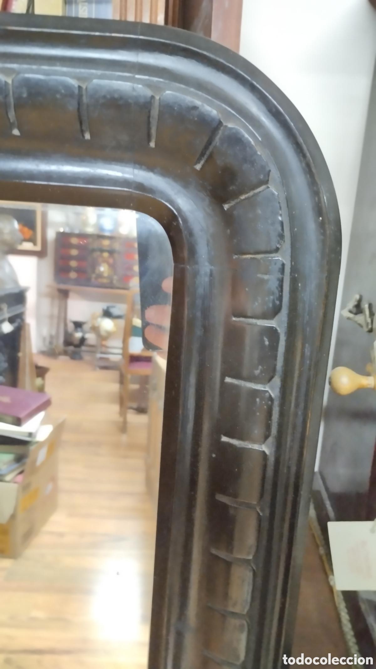 Antig&uuml;edades: Espejo Gran tama&ntilde;o en madera ebonizada. - Foto 4