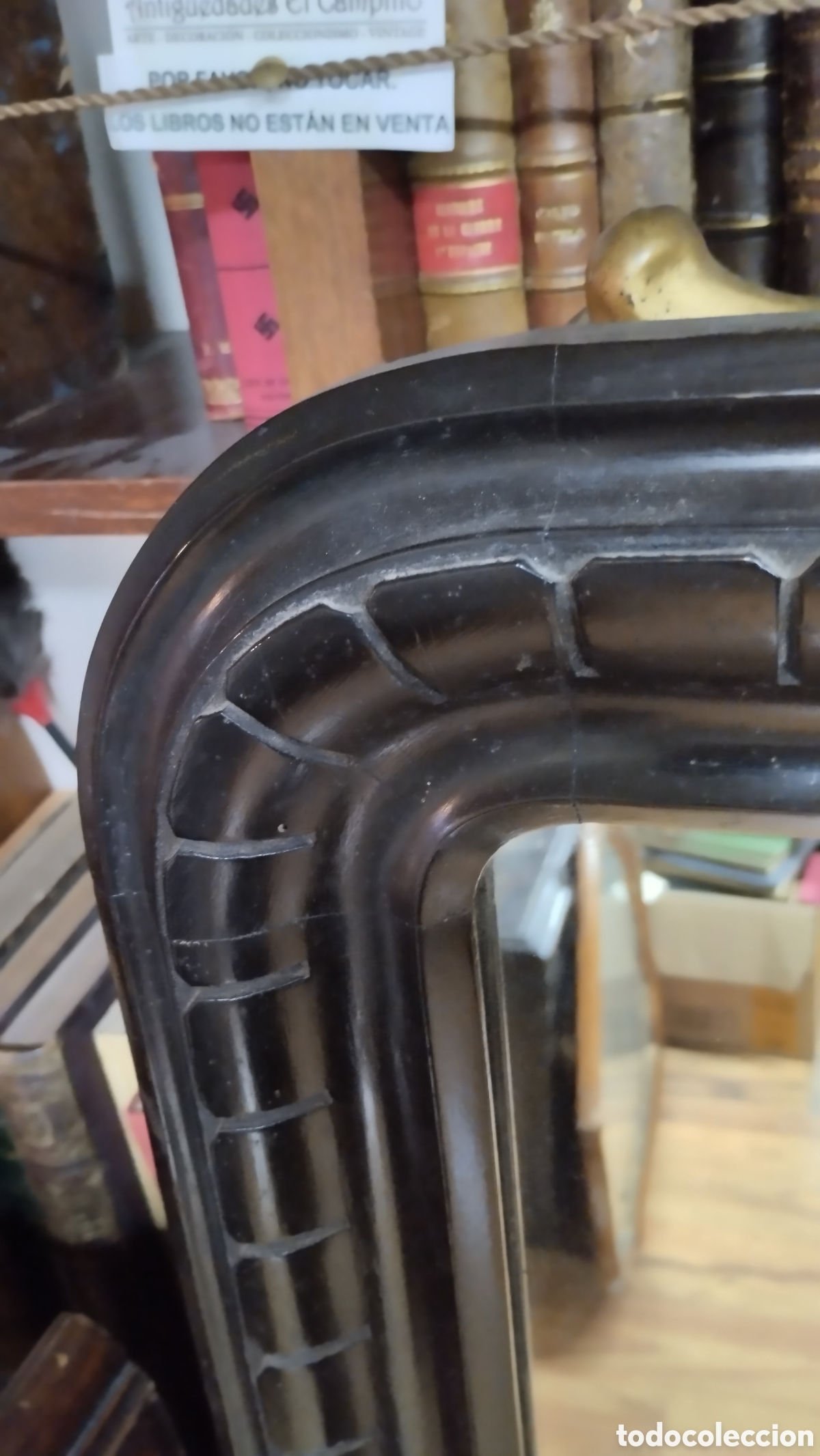 Antig&uuml;edades: Espejo Gran tama&ntilde;o en madera ebonizada. - Foto 6