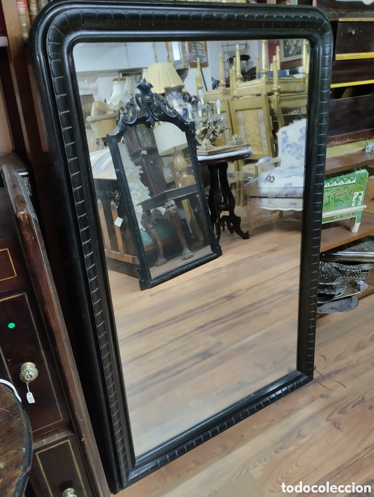Antig&uuml;edades: Espejo Gran tama&ntilde;o en madera ebonizada. - Foto 10
