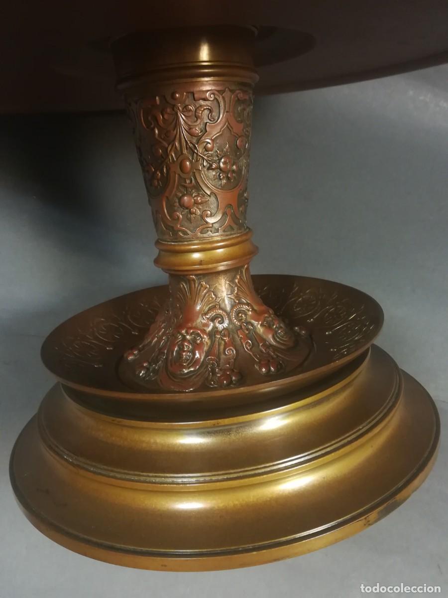 Antig&uuml;edades: CENTRO DE MESA TROFEO PLATO DE CALAMINA Y LATON - Foto 10