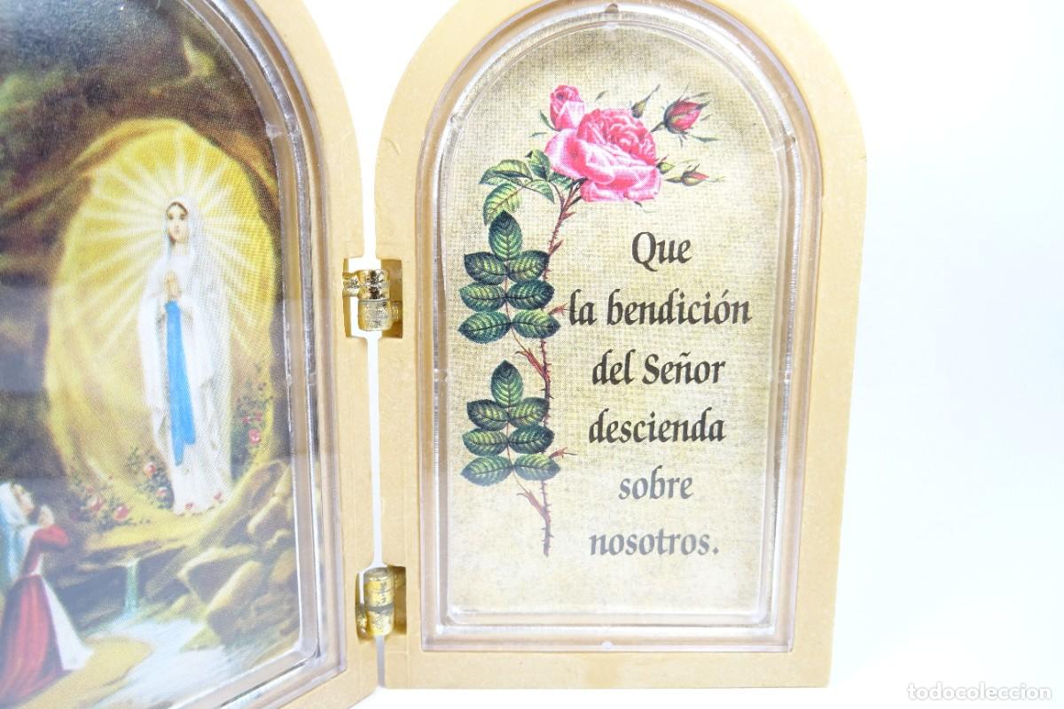 Antig&uuml;edades: Icono doble en madera de la Virgen de Lourdes - Foto 4