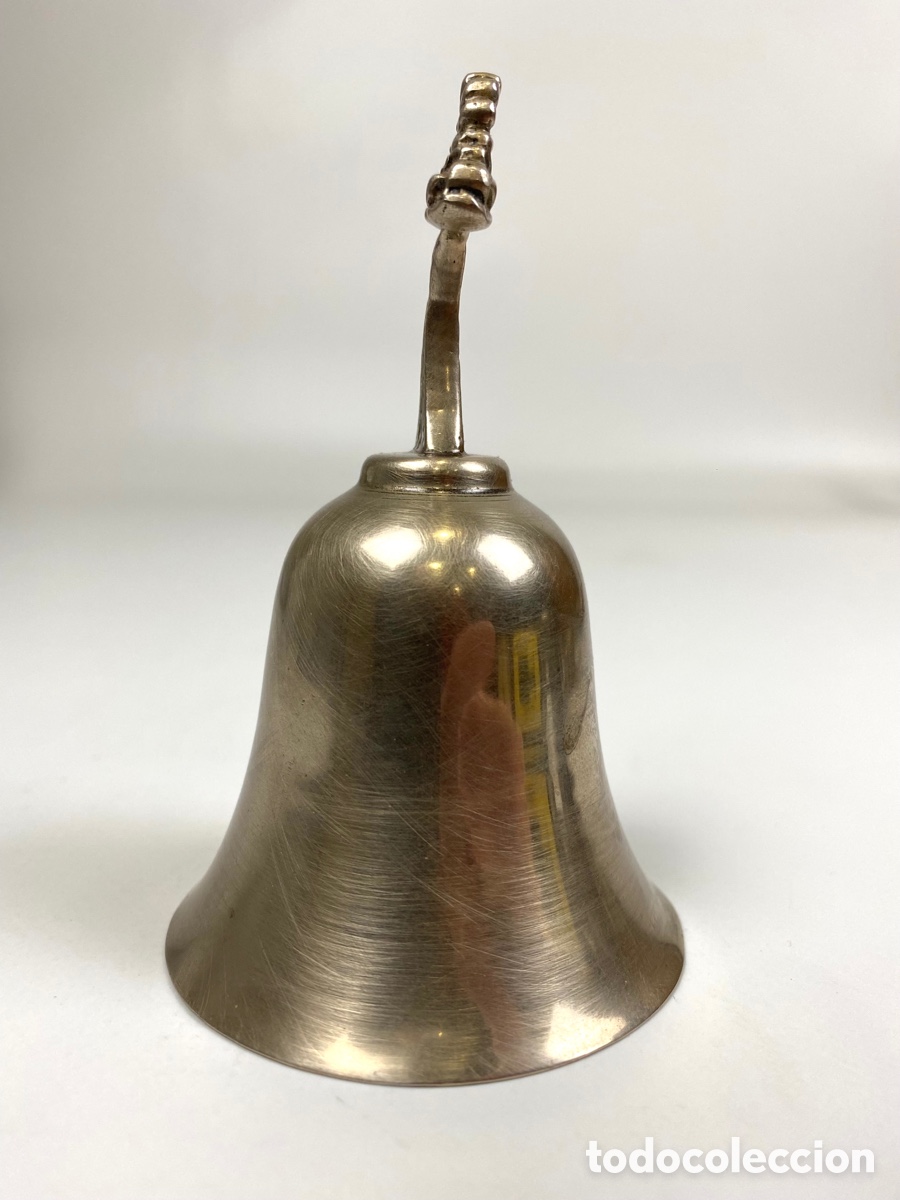 Antig&uuml;edades: CAMPANA DE METAL PLATEADO - Foto 4