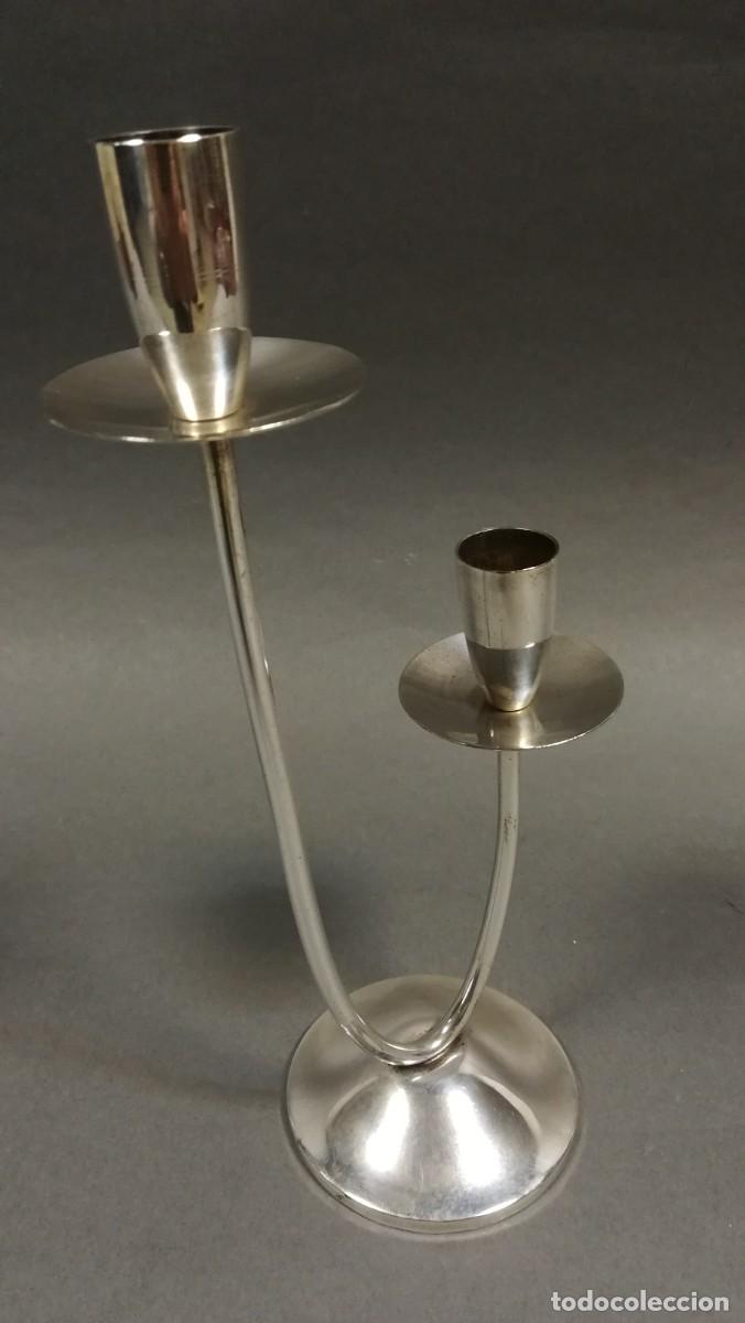 Antig&uuml;edades: CANDELABRO PLATEADO ART DECO DE 2 VELAS - Foto 2