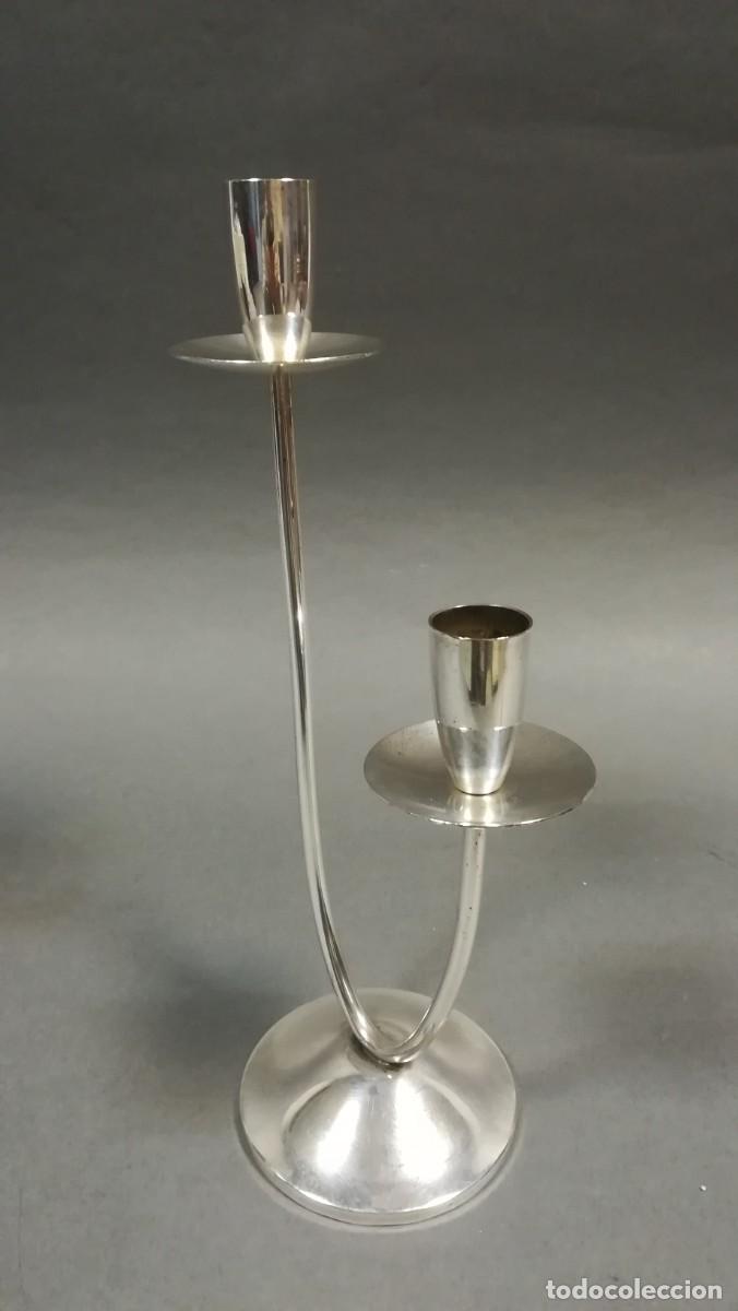 Antig&uuml;edades: CANDELABRO PLATEADO ART DECO DE 2 VELAS - Foto 3