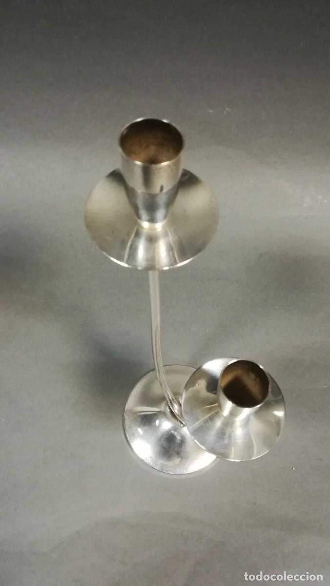 Antig&uuml;edades: CANDELABRO PLATEADO ART DECO DE 2 VELAS - Foto 4