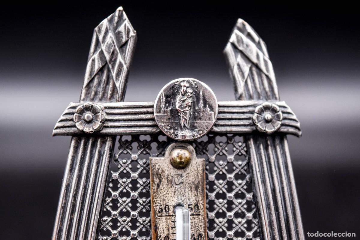 Antig&uuml;edades: Term&oacute;metro antiguo de metal - Foto 3