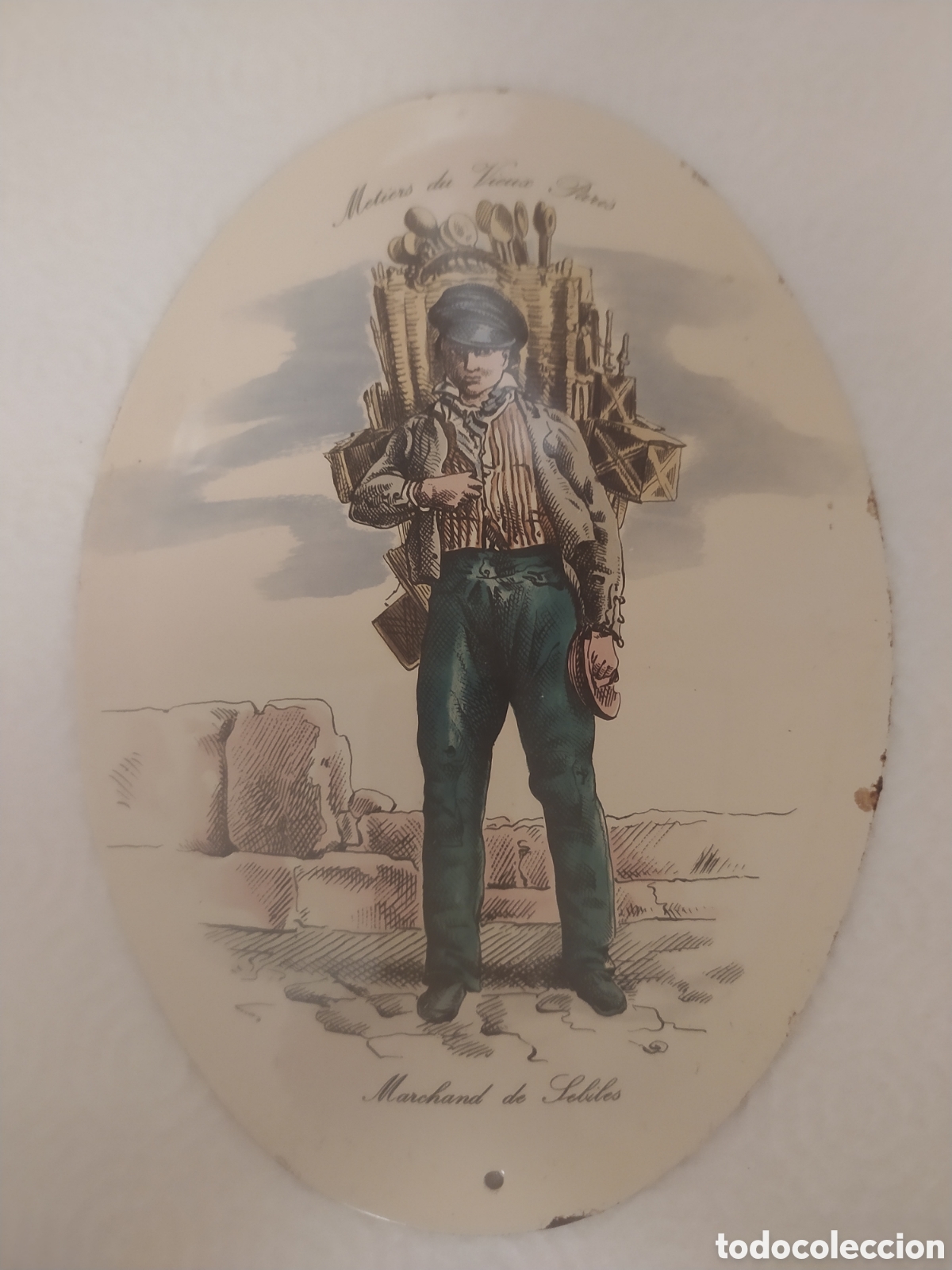 Antiques: Placa de hierro esmaltado