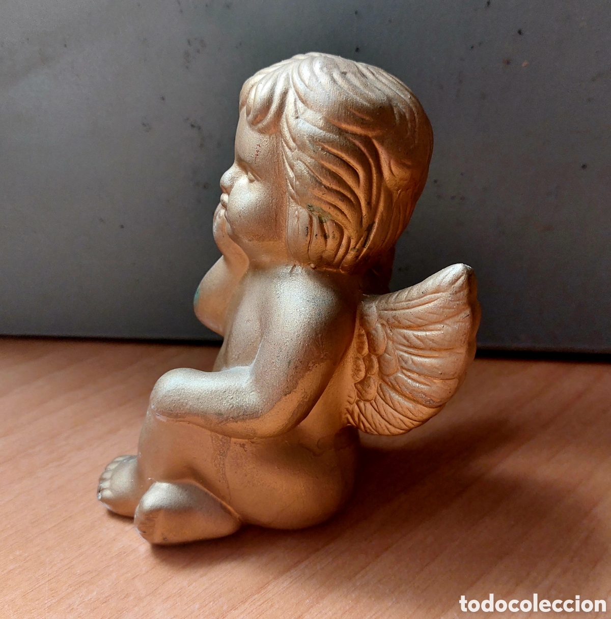Antig&uuml;edades: Figura &aacute;ngel dorado querubin - Foto 2