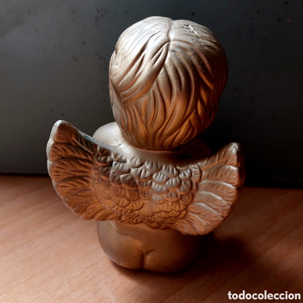 Antig&uuml;edades: Figura &aacute;ngel dorado querubin - Foto 3