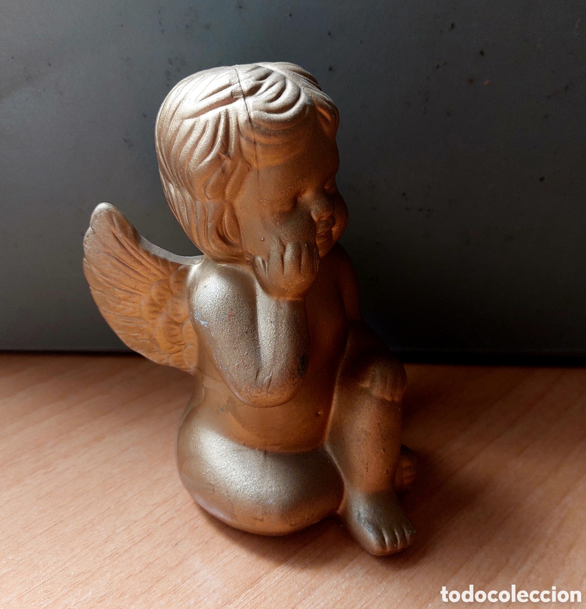 Antig&uuml;edades: Figura &aacute;ngel dorado querubin - Foto 6