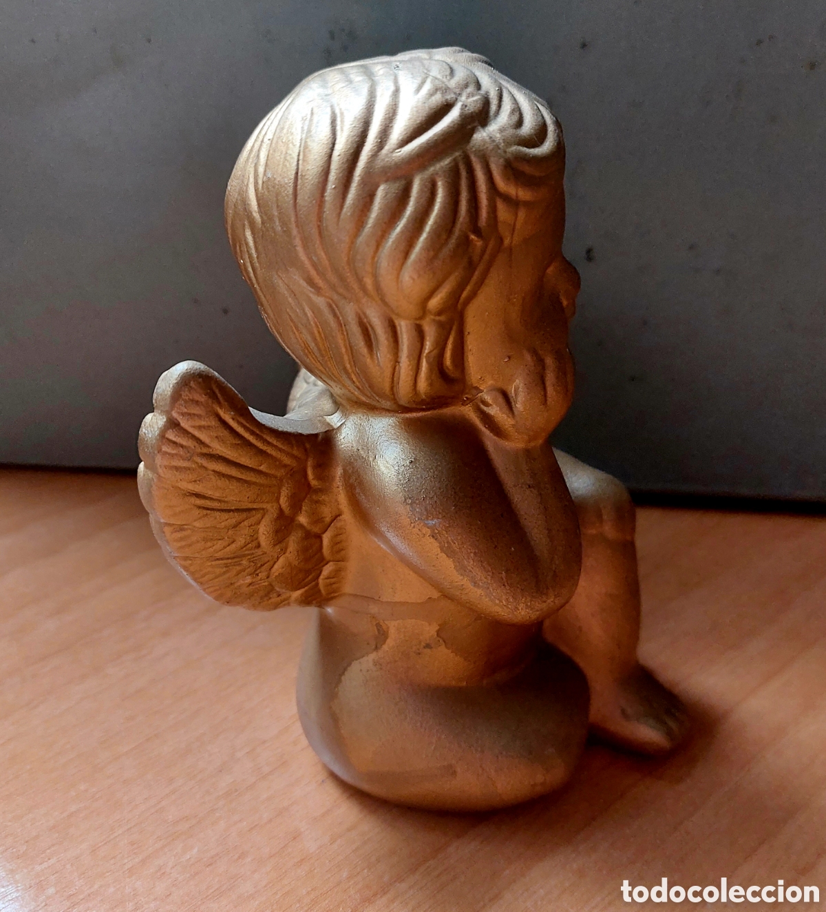 Antig&uuml;edades: Figura &aacute;ngel dorado querubin - Foto 7