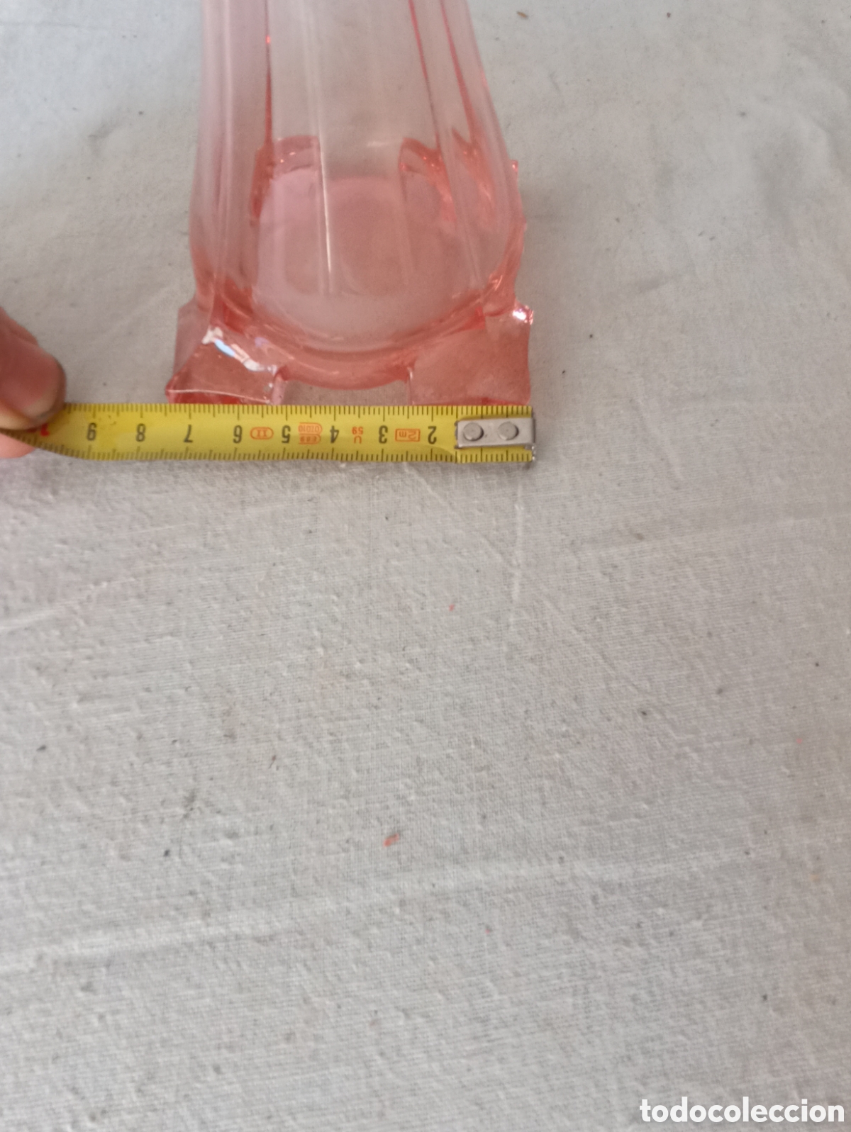 Antig&uuml;edades: Florero soliflore cristal color rosa - Foto 2