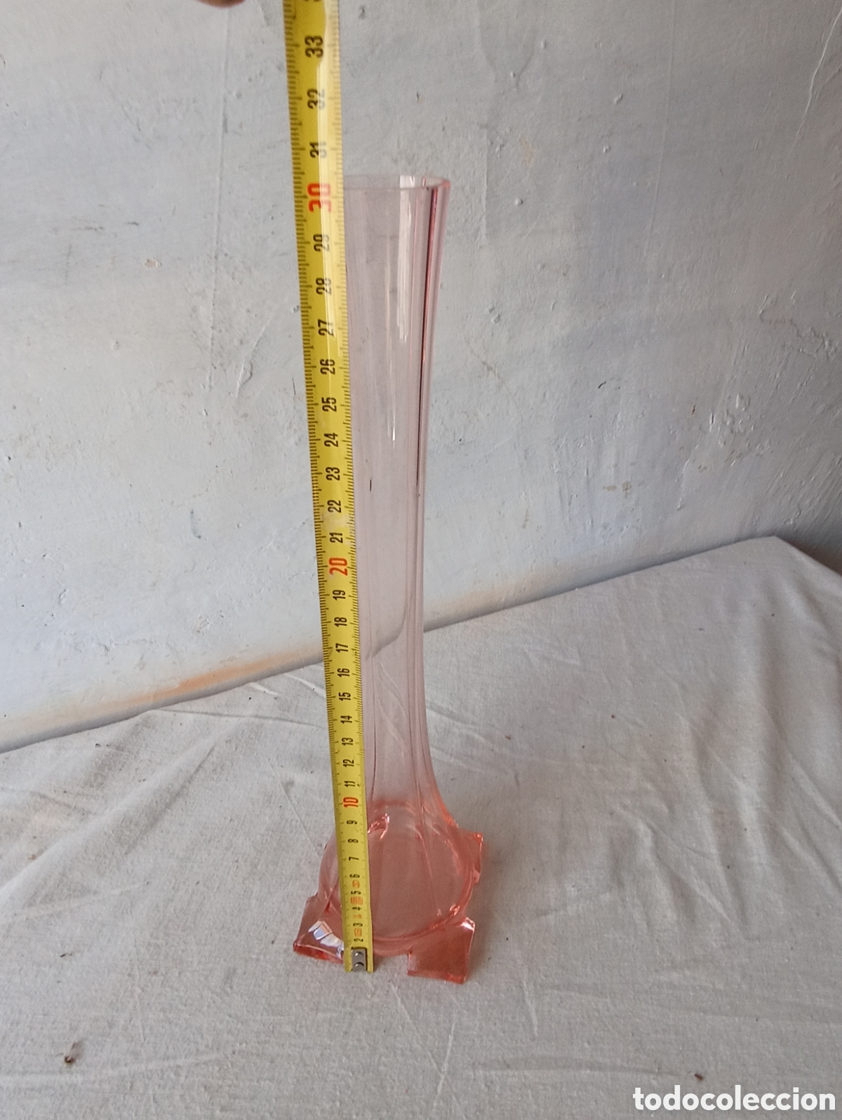 Antig&uuml;edades: Florero soliflore cristal color rosa - Foto 4