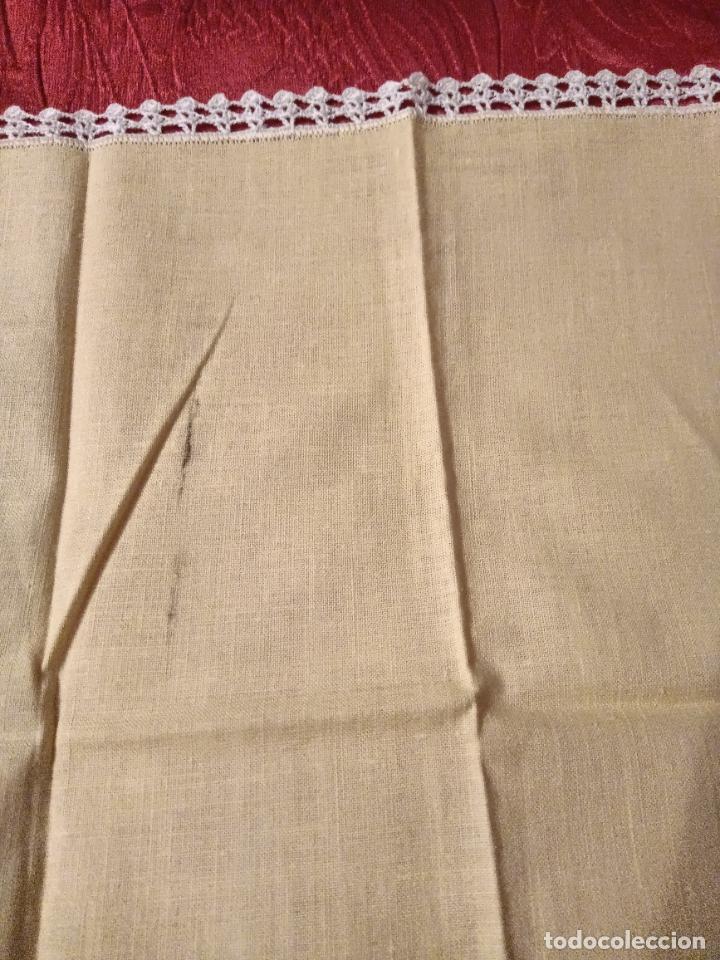 Antig&uuml;edades: Pa&ntilde;uelo antiguo amarillo y blanco puntilla de algod&oacute;n a ganchillo rectangular a&ntilde;os 60 - Foto 5