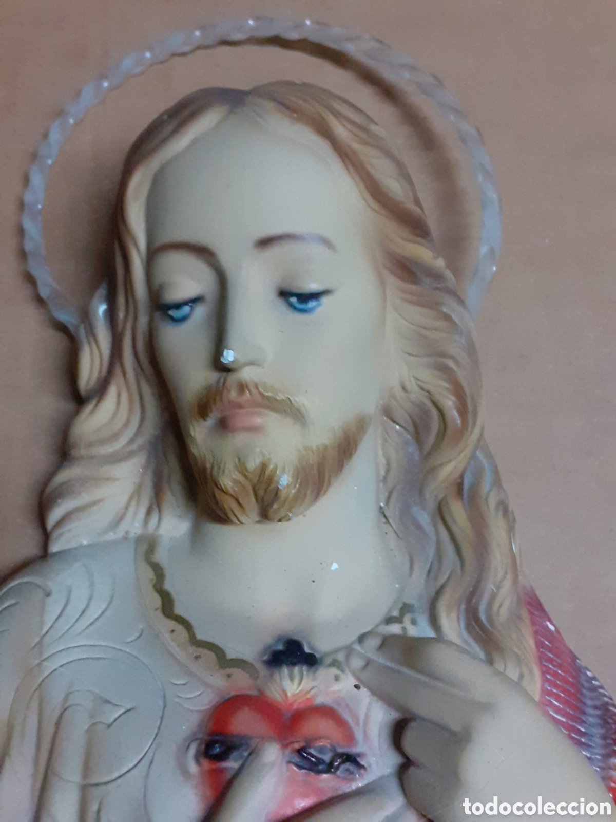 Antig&uuml;edades: Antiguo Coraz&oacute;n de Jes&uacute;s, mide 33 &times; 23cm - Foto 2