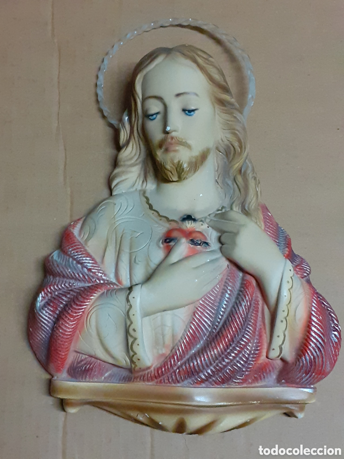 Antig&uuml;edades: Antiguo Coraz&oacute;n de Jes&uacute;s, mide 33 &times; 23cm - Foto 1
