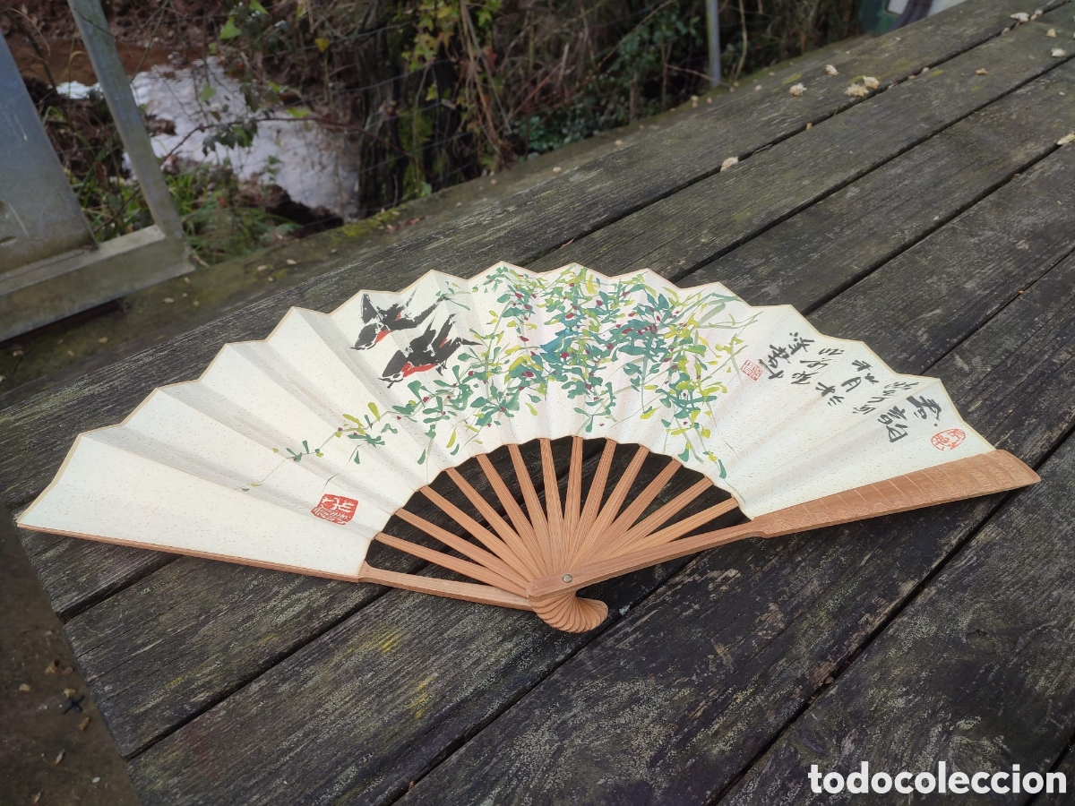 Antig&uuml;edades: ANTIGUO ABANICO JAPONES BAMBU Y PAPEL. - Foto 2