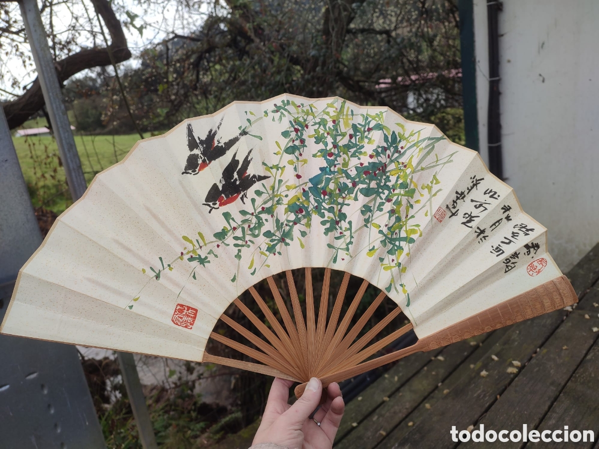 Antig&uuml;edades: ANTIGUO ABANICO JAPONES BAMBU Y PAPEL. - Foto 1