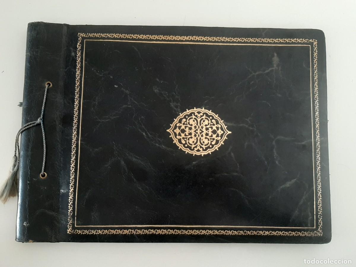 Antig&uuml;edades: ANTIGUO &Aacute;LBUM DE FOTOGRAF&Iacute;AS EN PIEL CON PAPEL CEBOLLA. MEDIDAS 34 x 24 CM