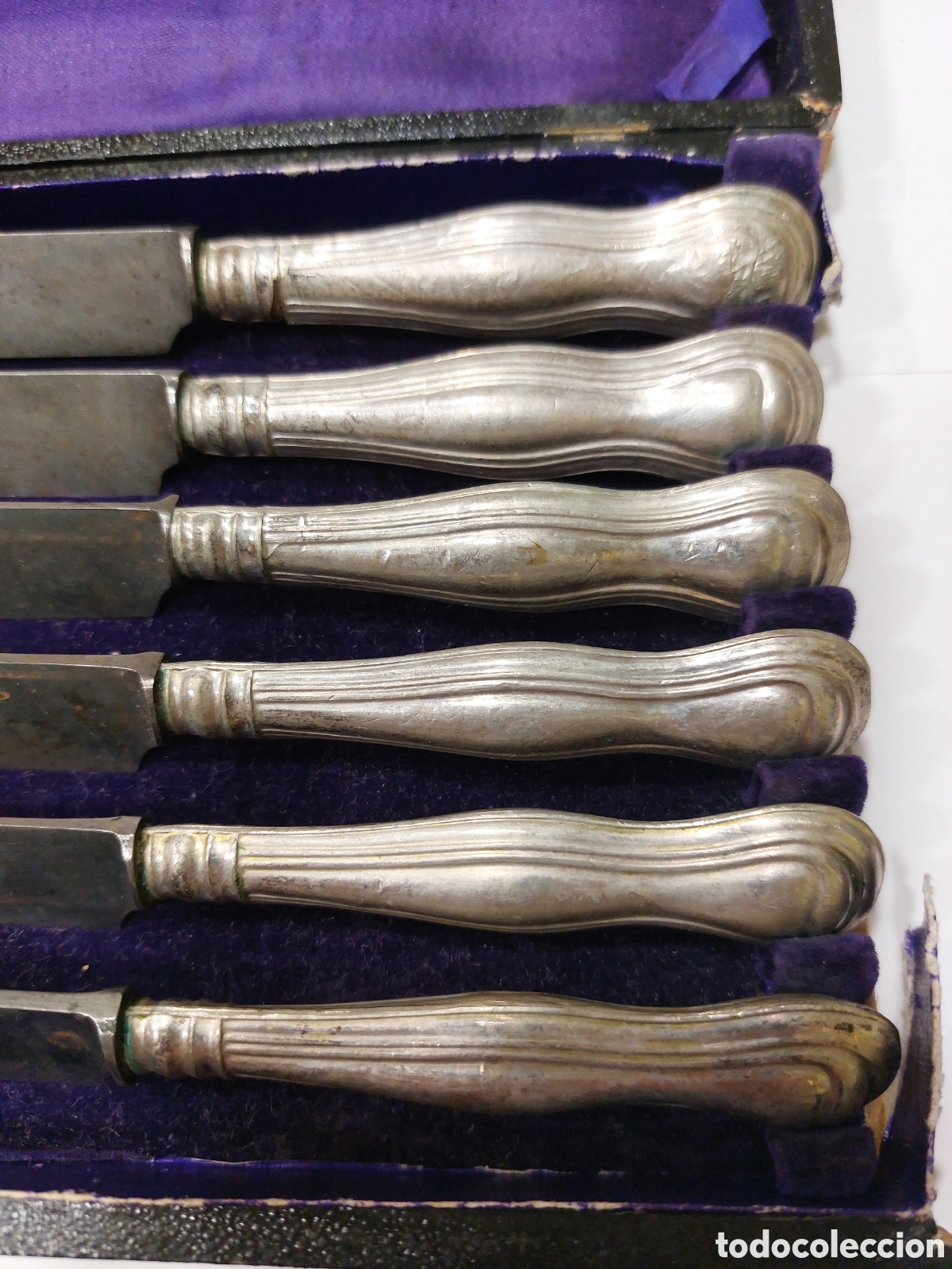 Antig&uuml;edades: ANTIGUO ESTUCHE DE 6 CUCHILLOS - Foto 2