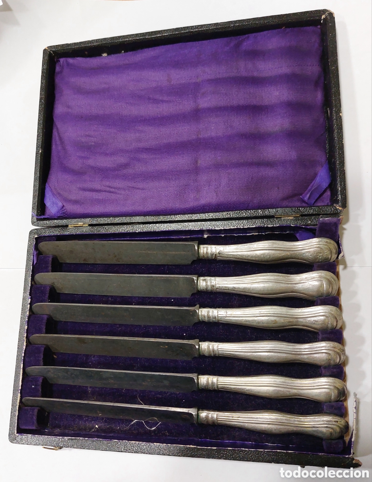 Antig&uuml;edades: ANTIGUO ESTUCHE DE 6 CUCHILLOS - Foto 1
