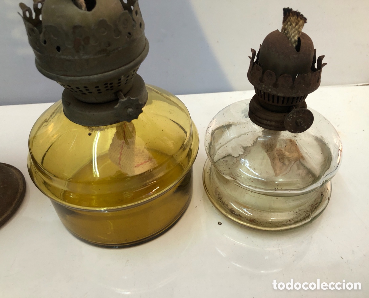 Antig&uuml;edades: COLECCION DE 3 LAMPARAS MECHA HUECA. - Foto 4