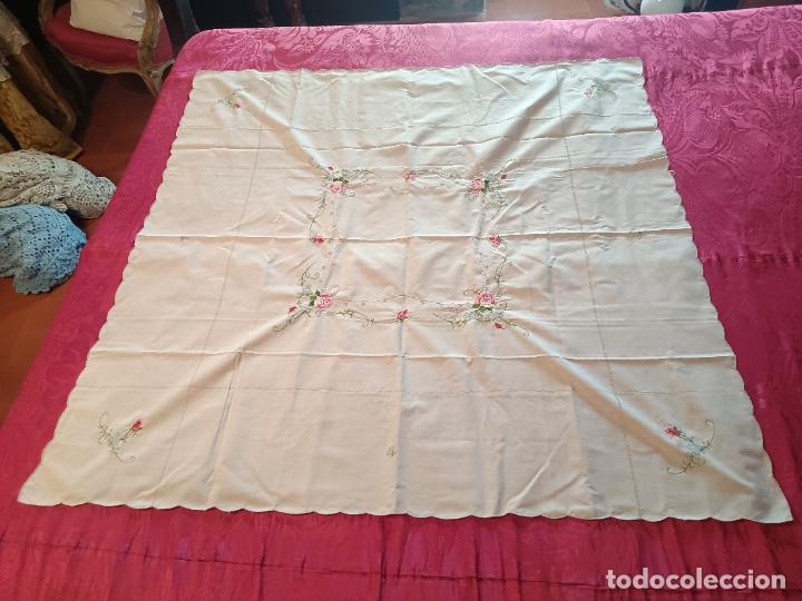 mantelería mantel antiguo cuadrado con flores r - Buy Antique bed sheets on  todocoleccion