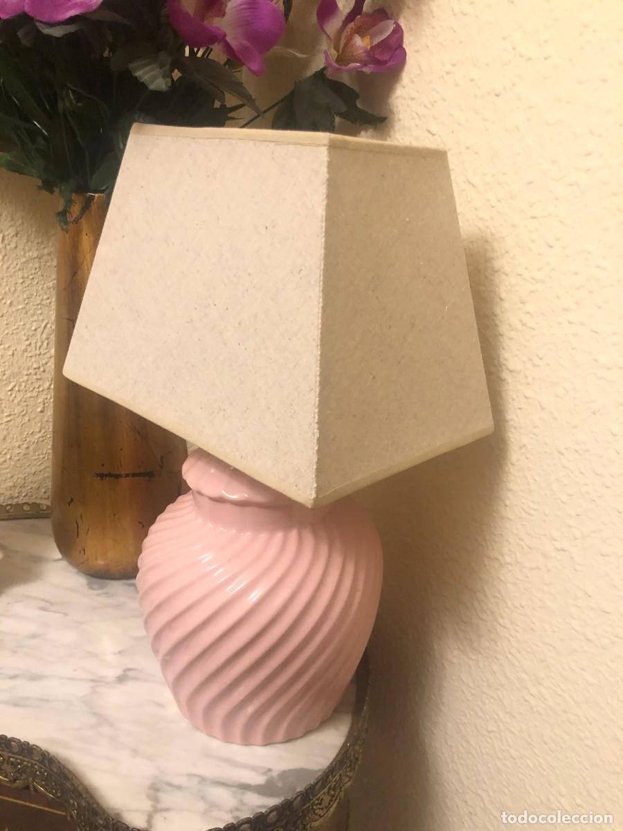 Antig&uuml;edades: L&aacute;mpara de porcelana rosa - Foto 2