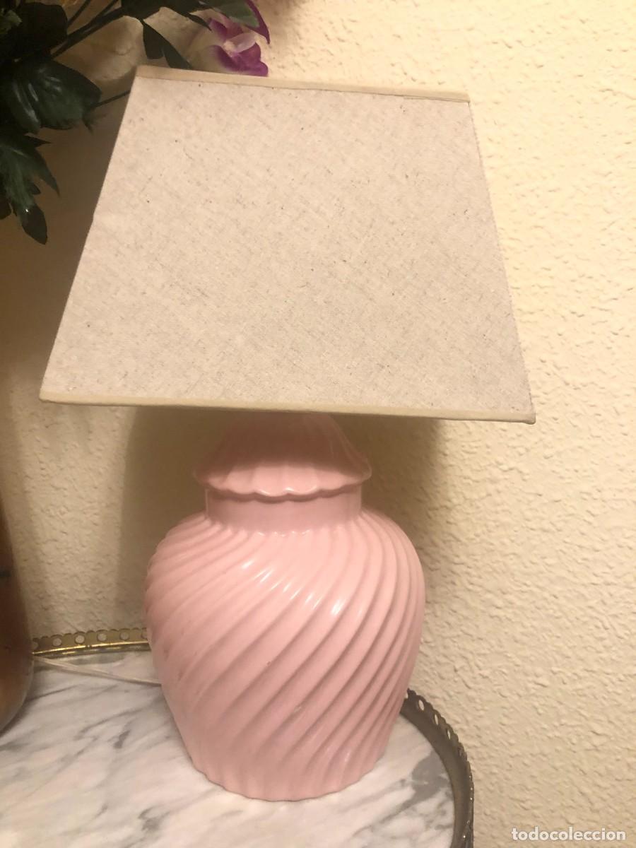 Antig&uuml;edades: L&aacute;mpara de porcelana rosa - Foto 1