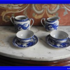 Antigüedades: JUEGO DE CAFE DE PORCELANA CHINA TRASLUCIDA SERIE AZUL