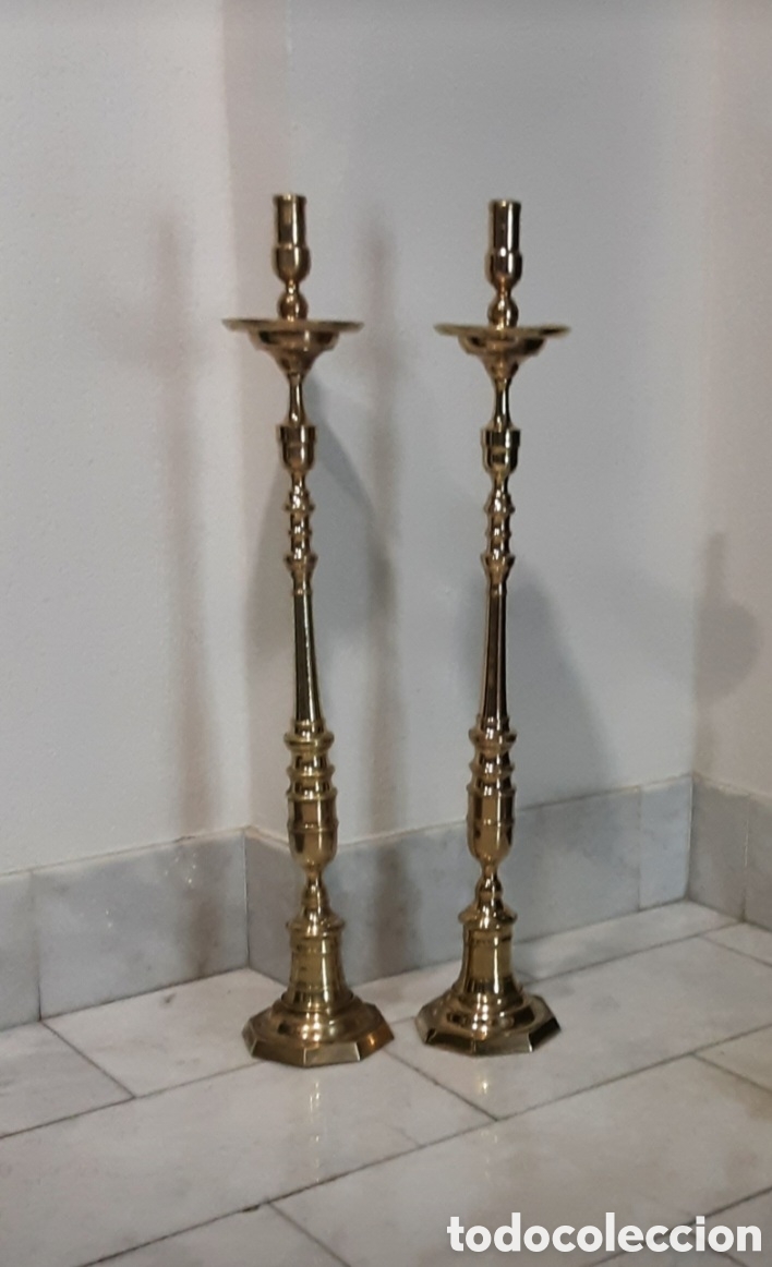 Antig&uuml;edades: CANDELEROS BRONCE ANTIGUOS - Foto 2