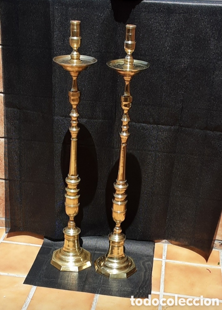Antig&uuml;edades: CANDELEROS BRONCE ANTIGUOS - Foto 5