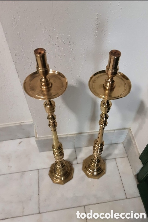 Antig&uuml;edades: CANDELEROS BRONCE ANTIGUOS - Foto 1