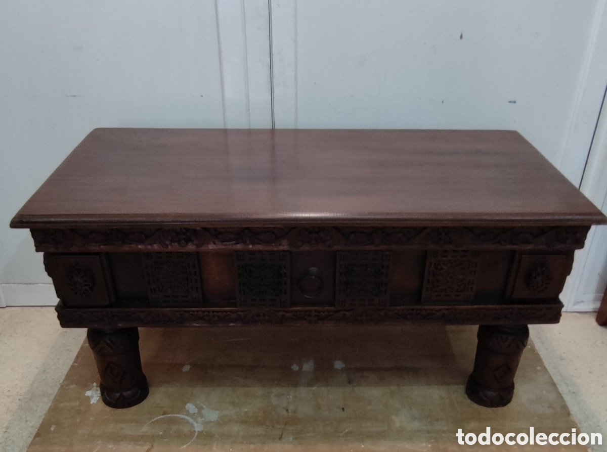 Antig&uuml;edades: Mesa de sof&aacute; tallada ,de la Isla de Java - Foto 11