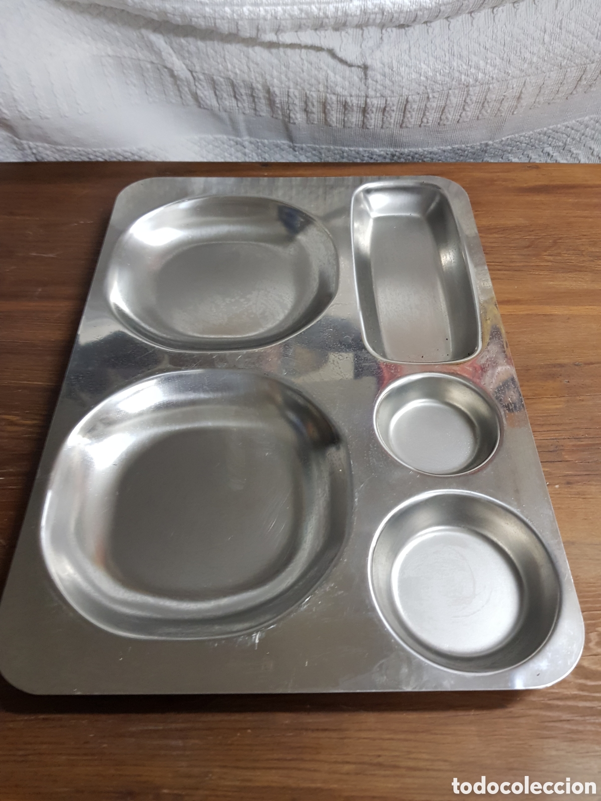 Antig&uuml;edades: Bandeja para men&uacute; de acero inoxidable - Foto 2