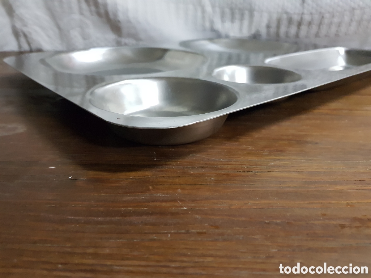 Antig&uuml;edades: Bandeja para men&uacute; de acero inoxidable - Foto 3