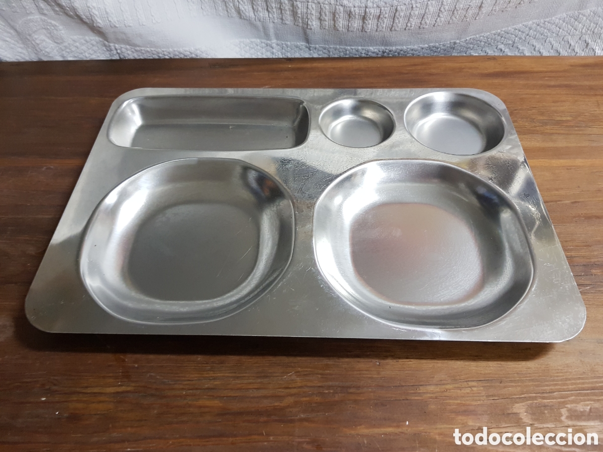 Antig&uuml;edades: Bandeja para men&uacute; de acero inoxidable - Foto 1