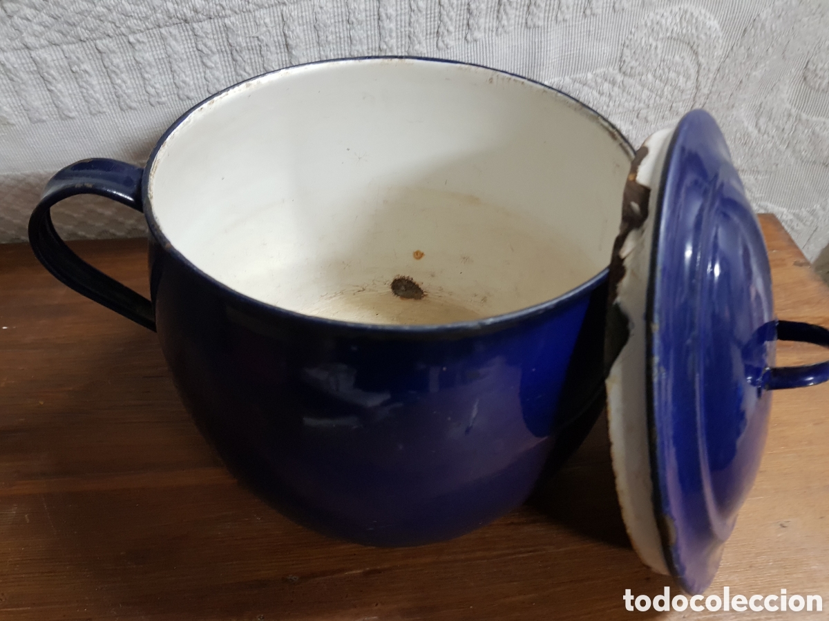 Antig&uuml;edades: Olla esmaltada de color azul - Foto 2