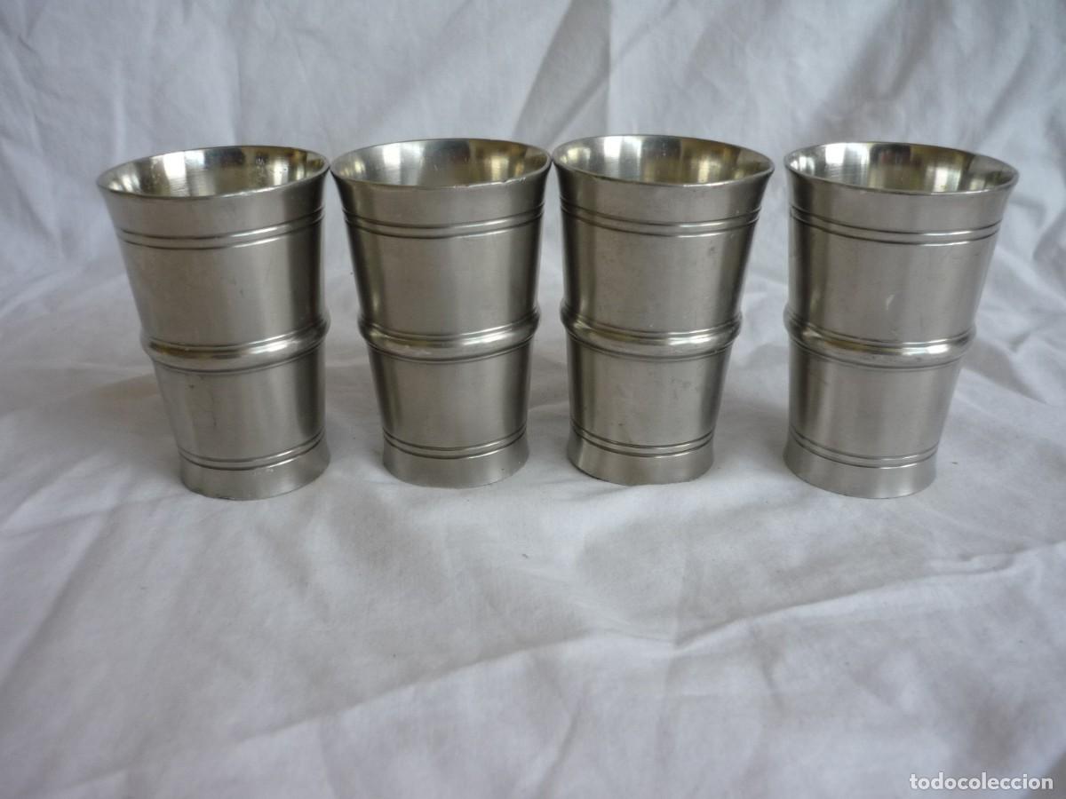 Antig&uuml;edades: 4 vasos de esta&ntilde;o Handgegossen - Foto 3