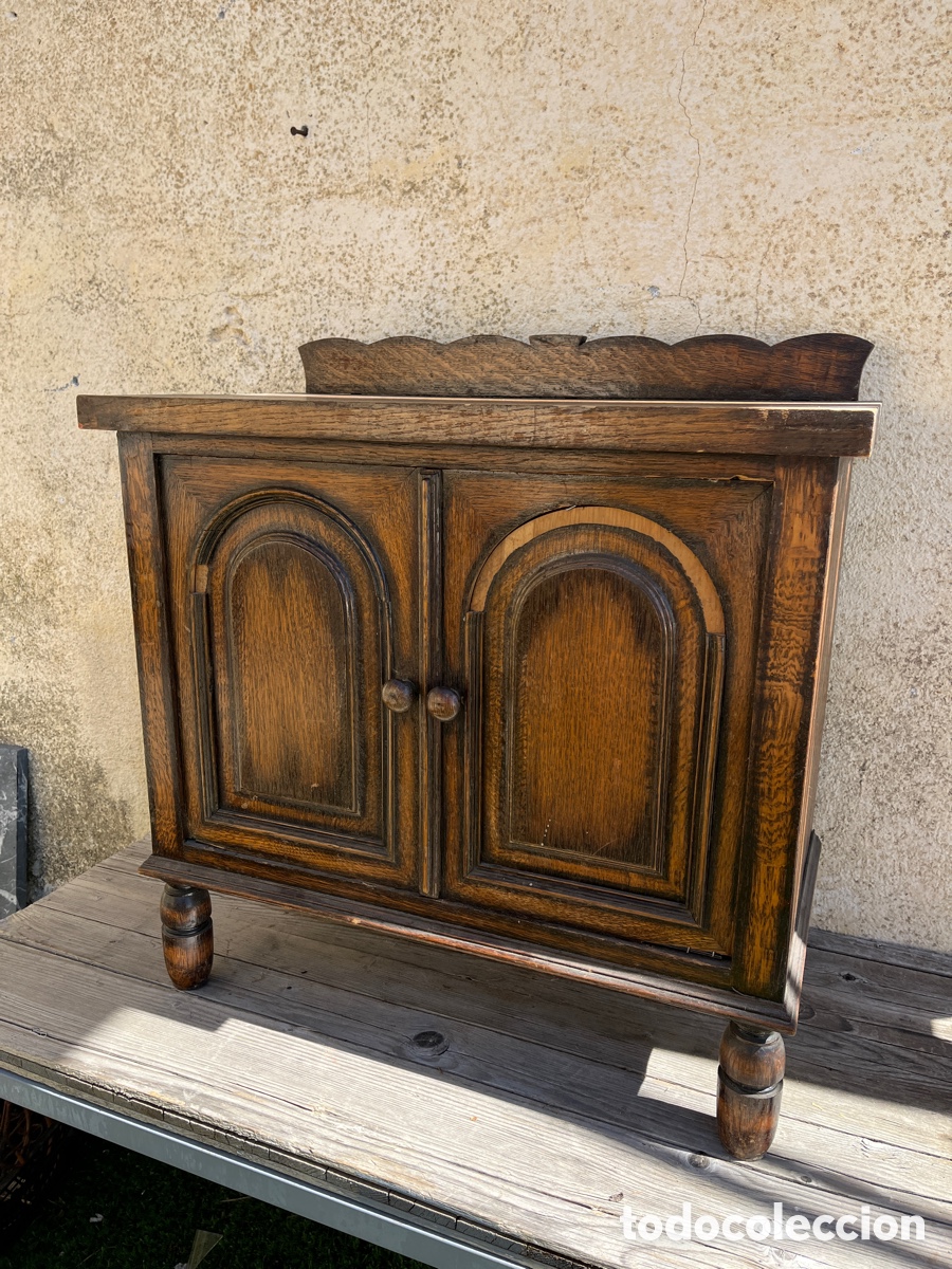 Antig&uuml;edades: Mesilla antigua en madera de roble, para restaurar. - Foto 3