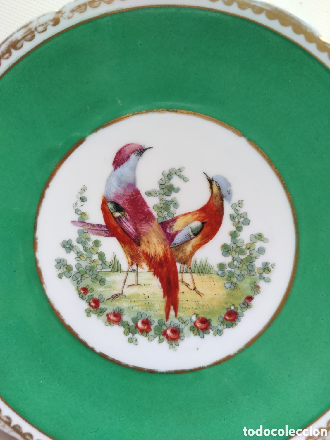 Antig&uuml;edades: PLATO DE PORCELANA FAISANES - Foto 3