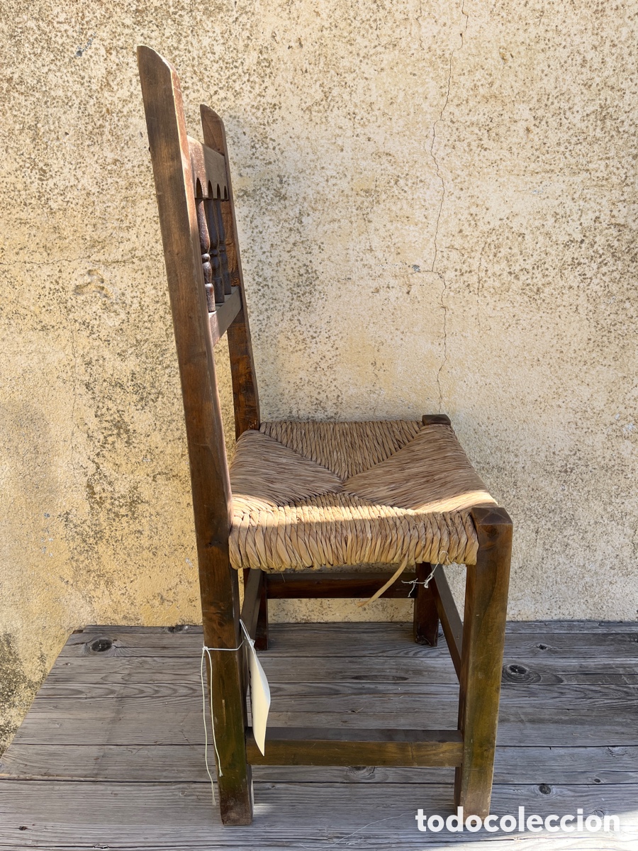 Antig&uuml;edades: Silla antigua r&uacute;stica con asiento de anea. - Foto 7